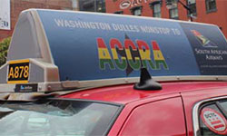 Photo of Washington DC taxi top advertising
