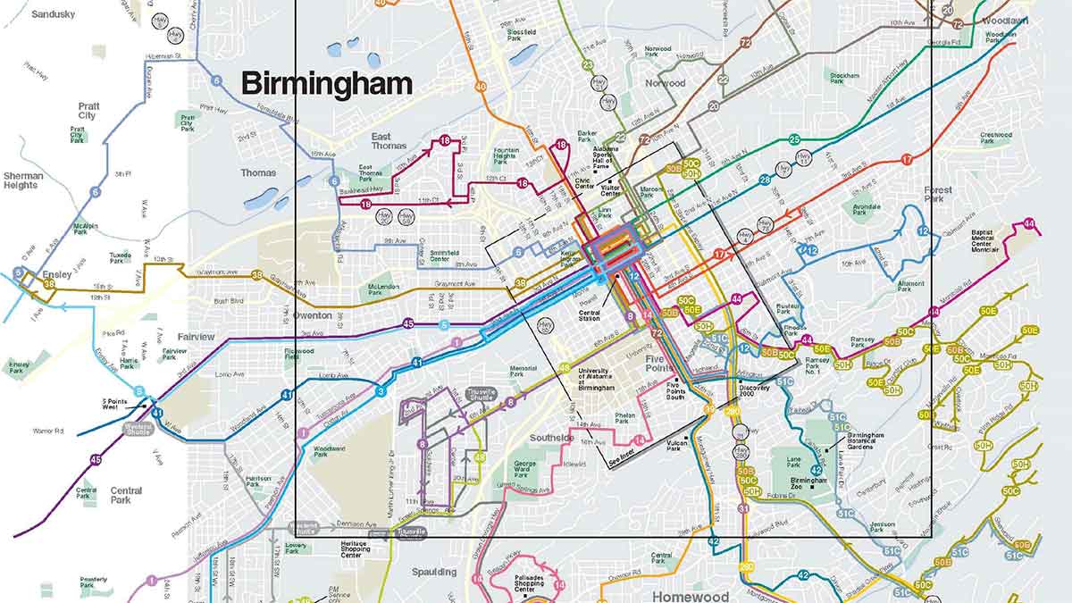 Birmingham Bus Routes Map