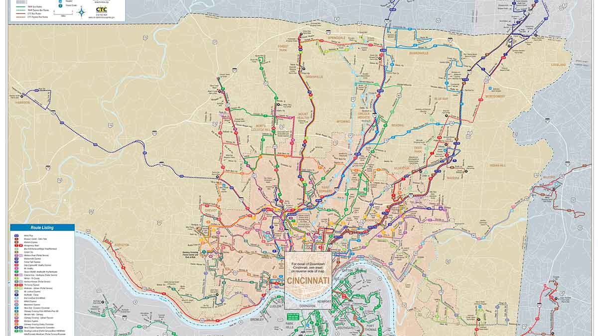 Cincinnati Bus Routes Map