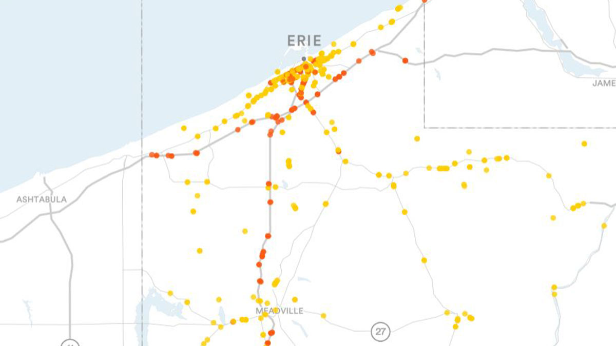 Erie, PA Billboards Map