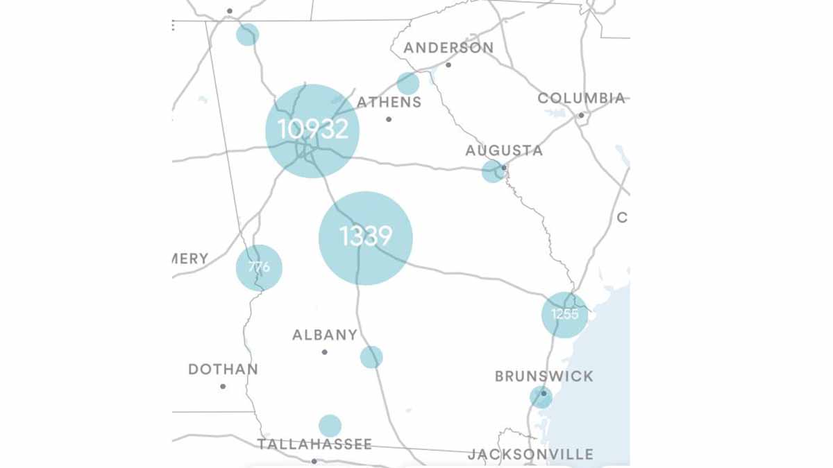 Georgia (GA) Billboards Map
