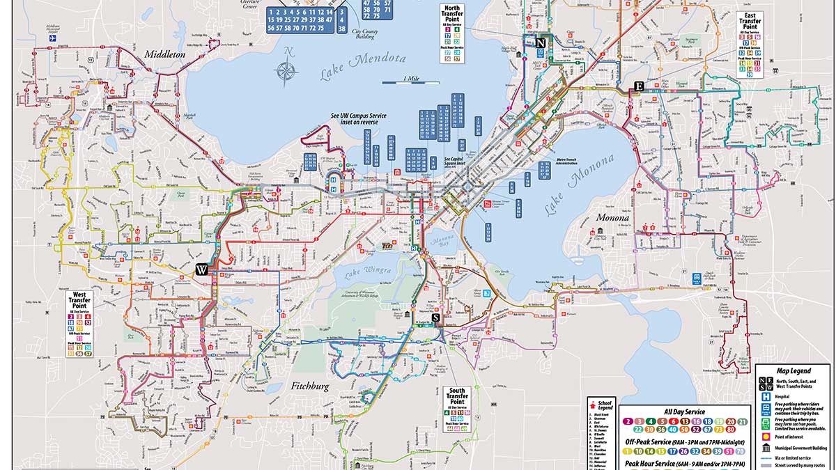 Madison, WI Bus Routes Map