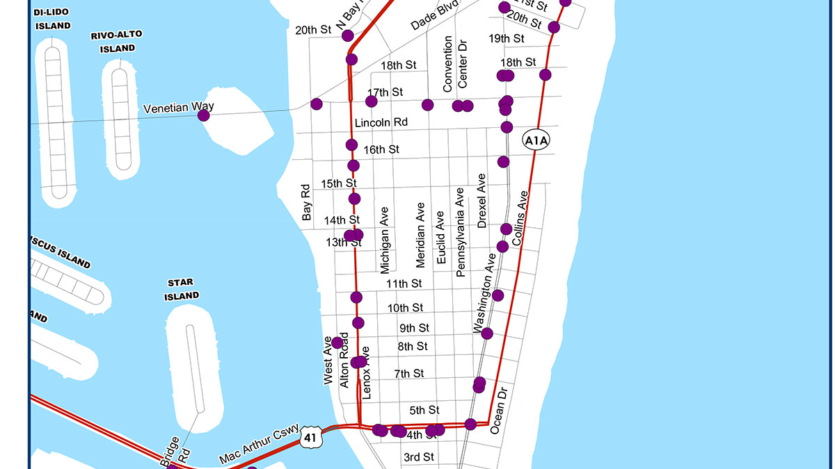 Miami Bus Shelters Map