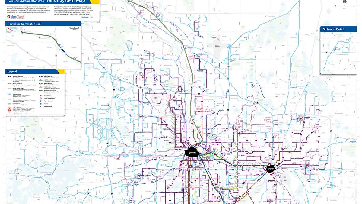 Minneapolis-Saint Paul Bus Routes Map