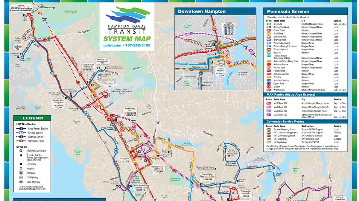 Norfolk, Portsmouth and Newport News Bus Routes Map
