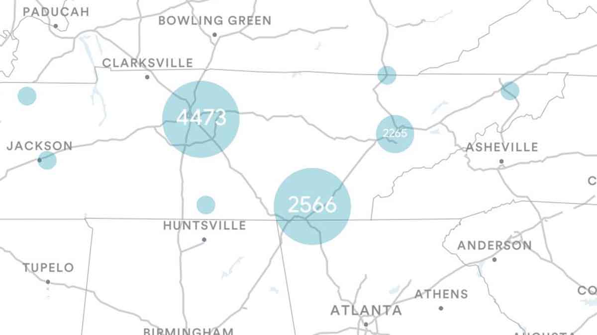 Tennessee (TN) Billboards Map