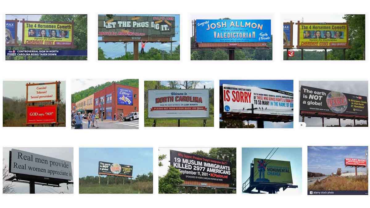 North Carolina, NC Billboards